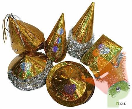 CAPPELLI IN CARTA ASSORTITI ORO 72PZ