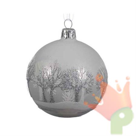 PALLINA VETRO DECORATA ARGENTO