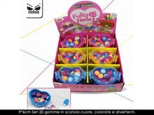 SET 20 GOMME IN SCATOLA CUORE