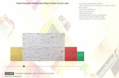 CARTA CRESPA 60GR ARGENTO METAL