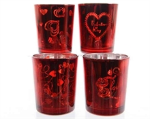 PORTATEALIGHT IN VETRO ROSSO D.5,5X6,5CM