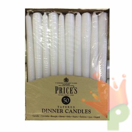 CANDELE CONICHE BIANCHE 24CM 50PZ