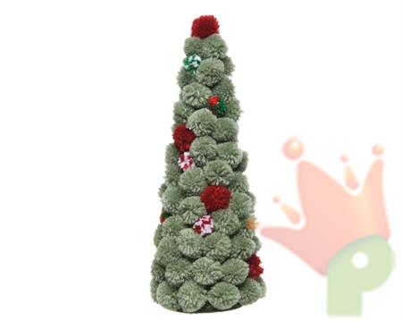ALBERO POMPOM VERDE 13X32CM