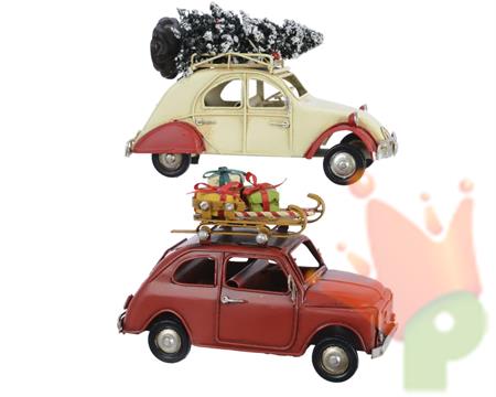 AUTOMOBILE DECORAZIONE NATALIZIE CON ALBERO 2 COL ASS.