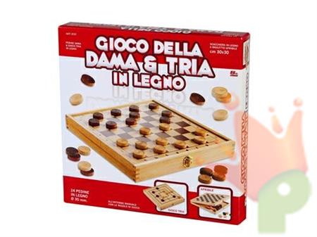GIOCO DAMA E TRIA LEGNO 30X30