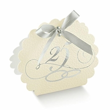 SCATOLINA 25° ANNIVERSARIO 58X40X85 MM PELLE BIANCA 10PZ