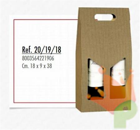 SCATOLA PORTABOTTIGLIE 2 POSTI ONDA AVANA 18X9X38CM