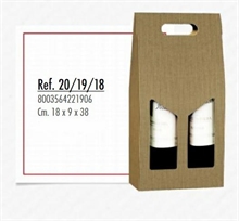 SCATOLA PORTABOTTIGLIE 2 POSTI ONDA AVANA 18X9X38CM