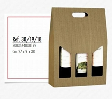 SCATOLA PORTABOTTIGLIE 3 POSTI ONDA AVANA 27X9X38CM