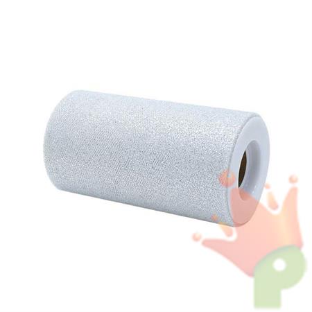 ROTOLO TULLE 12,5X25MT ARGENTO LIGHT GLITTER