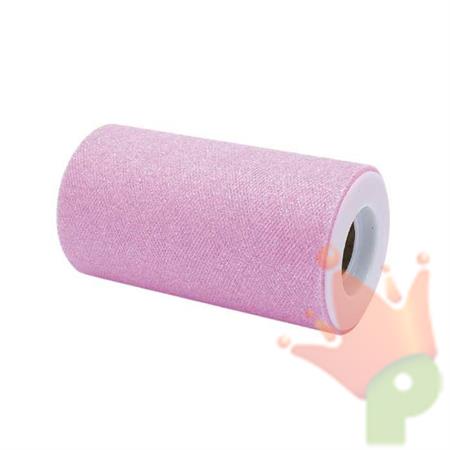 ROTOLO TULLE 12,5X25MT ROSA GLITTER