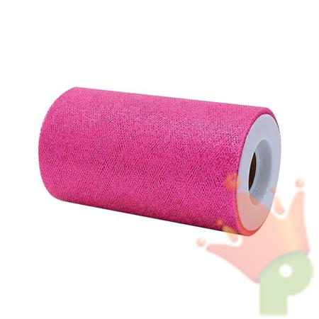 ROTOLO TULLE 12,5X25MT FUCSIA GLITTER
