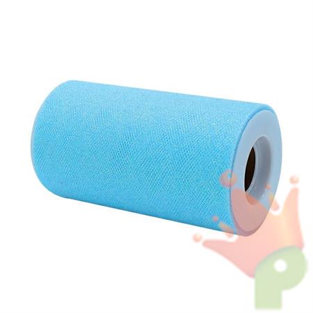 ROTOLO TULLE 12,5X25MT CELESTE GLITTER