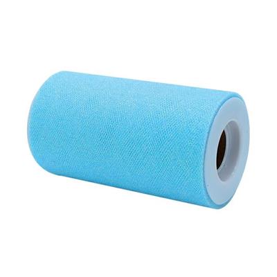 ROTOLO TULLE 12,5X25MT CELESTE GLITTER