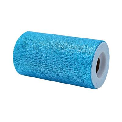 ROTOLO TULLE 12,5X25MT AZZURRO GLITTER