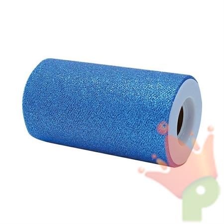 ROTOLO TULLE 12,5X25MT BLU ELETTRICO GLITTER