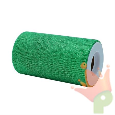 ROTOLO TULLE 12,5X25MT VERDE GLITTER