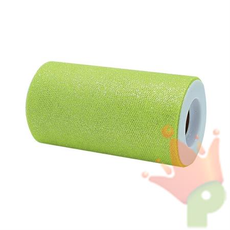 ROTOLO TULLE 12,5X25MT VERDE ACIDO GLITTER
