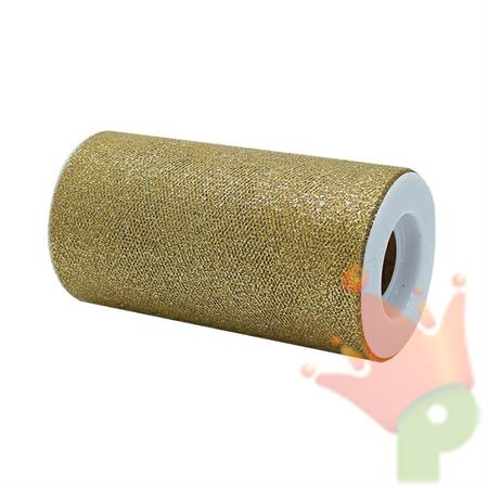 ROTOLO TULLE 12,5X25MT ORO SCURO GLITTER