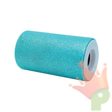 ROTOLO TULLE 12,5X25MT VERDE ACQUA GLITTER