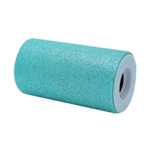 ROTOLO TULLE 12,5X25MT ACQUA MARINA GLITTER