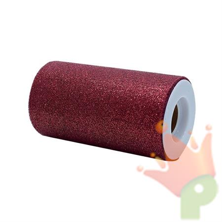 ROTOLO TULLE 12,5X25MT BORDEAUX GLITTER