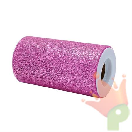 ROTOLO TULLE 12,5X25MT MAGENTA GLITTER