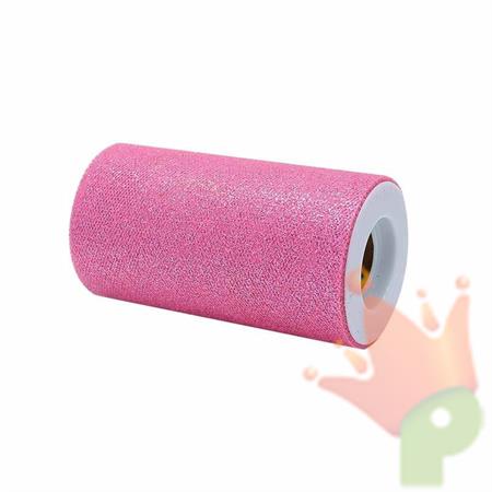 ROTOLO TULLE 12,5X25MT ROSA CALDO GLITTER