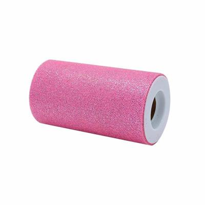 ROTOLO TULLE 12,5X25MT ROSA CALDO GLITTER