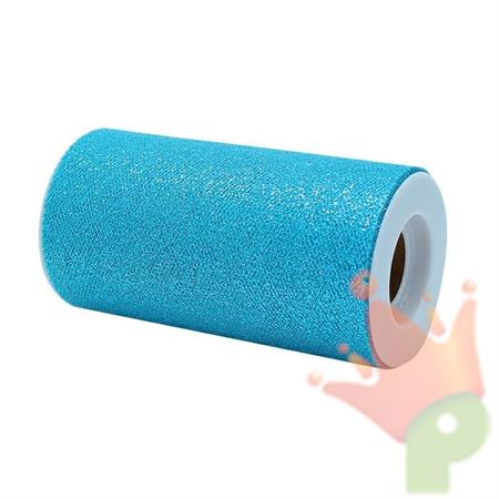 ROTOLO TULLE 12,5X25MT TURCHESE GLITTER