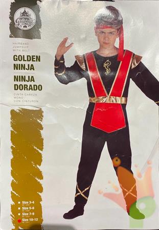 COSTUME NINJA ORO TAGLIA 10-12 ANNI