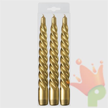 CANDELE TORTIGLIONI 20CM ORO 3PZ