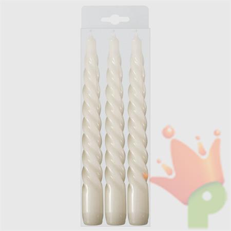 CANDELE TORTIGLIONI 20CM BIANCO 3PZ