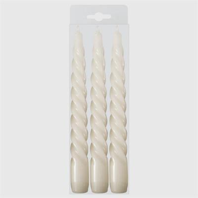 CANDELE TORTIGLIONI 20CM BIANCO 3PZ