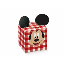 SCATOLINA 50X50X50 MM MICKEY PARTY ROSSA 10 PZ