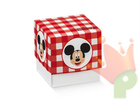 SCATOLINA 50X50X50 MM MICKEY PARTY ROSSO 10PZ