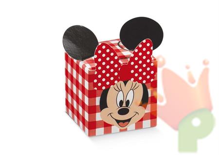 SCATOLINA 50X50X50 MM MINNIE PARTY ROSSA 10PZ