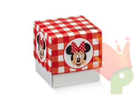 SCATOLINA 50X50X50 MM MINNIE PARTY ROSSO 10PZ