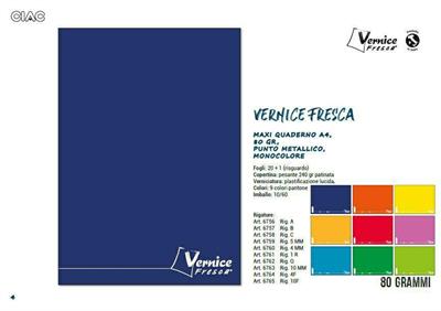 QUADERNO MAXI A4 VERNICE FRESCA 80GR RIGO 1R