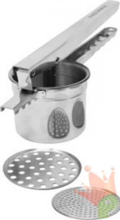 SCHIACCIAPATATE/PASSATELLI IN ACCIAIO + 2 DISCHI