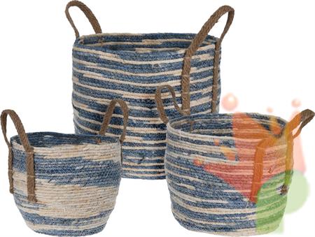 CESTA INTRECCIATA CON MANICI 32X32X28CM