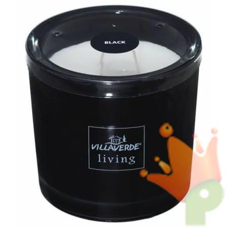 CANDELA PROFUMATA TRE STOPPINI IN VASO D. 12 H. 12 NERO
