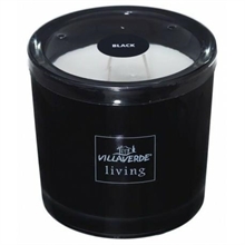 CANDELA PROFUMATA TRE STOPPINI IN VASO D. 12 H. 12 NERO