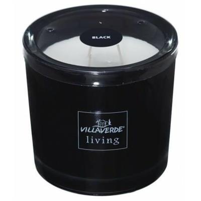 CANDELA PROFUMATA TRE STOPPINI IN VASO D. 12 H. 12 NERO