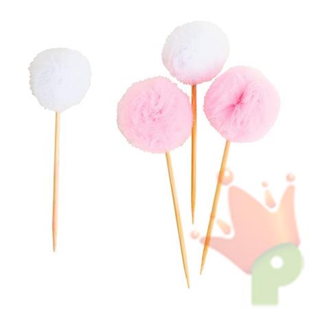 PICKS 10CM TULLE ROSA/BIANCO 8PZ