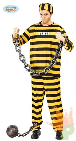 COSTUME CARCERATO GIALLO NERO ADULTO TAGLIA  M 48 50
