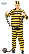 COSTUME CARCERATO GIALLO NERO ADULTO TAGLIA  M 48 50