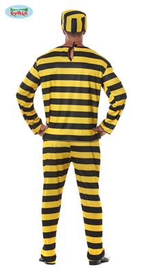 COSTUME CARCERATO GIALLO NERO ADULTO TAGLIA  M 48 50