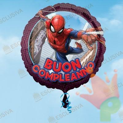 PALLONCINO MYLAR 18INCH 43CM SPIDERMAN ACTION BUON COMPLEANNO