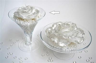 CANDELA ROSA TENERA CERA ARGENTO GLITTER H.5 D.12CM